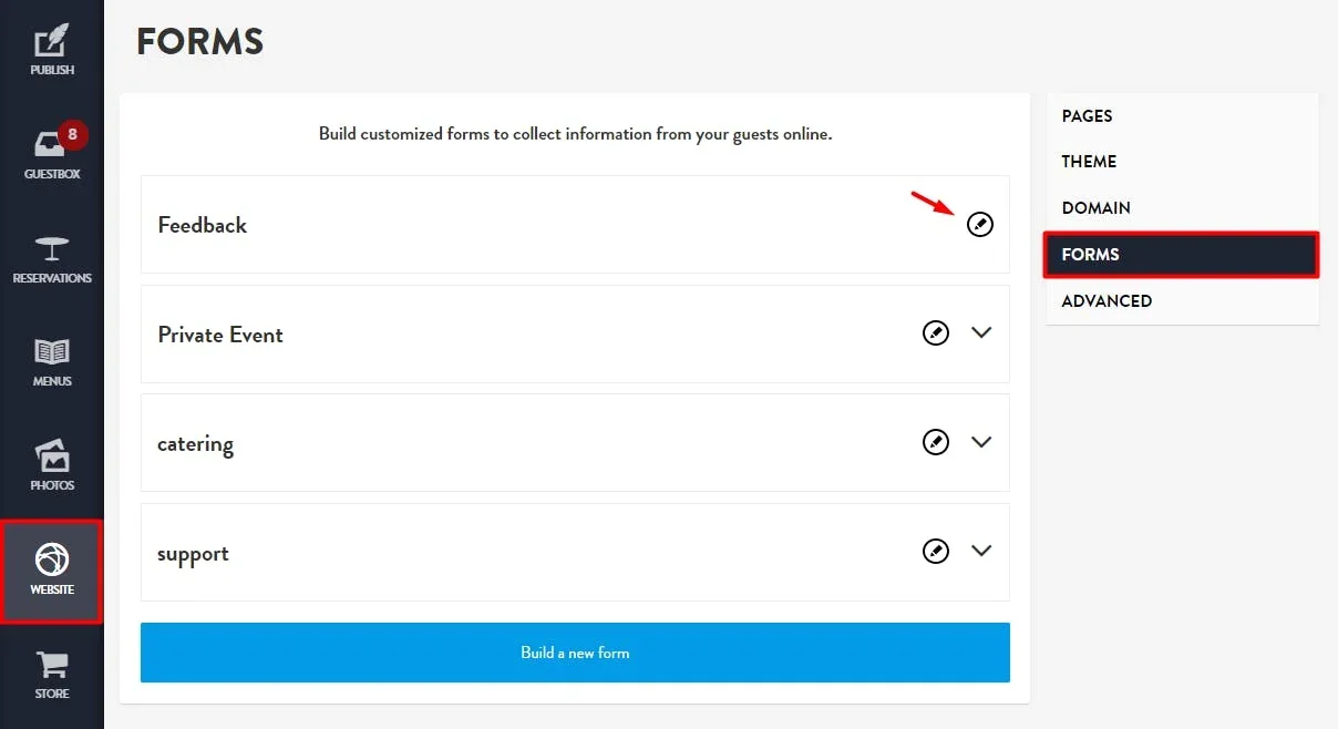 forms tab
