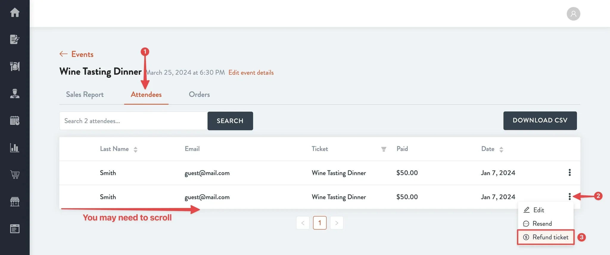 refund button location