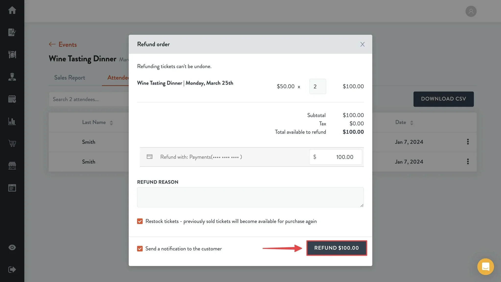 refund options