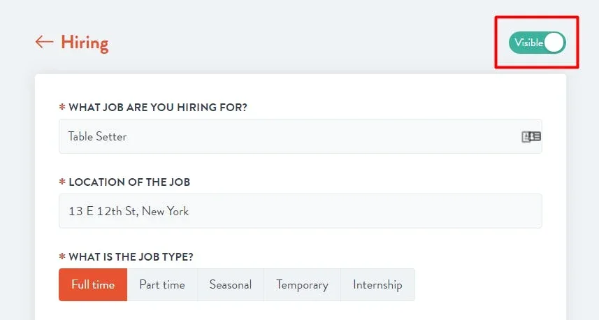 make the hiring visible