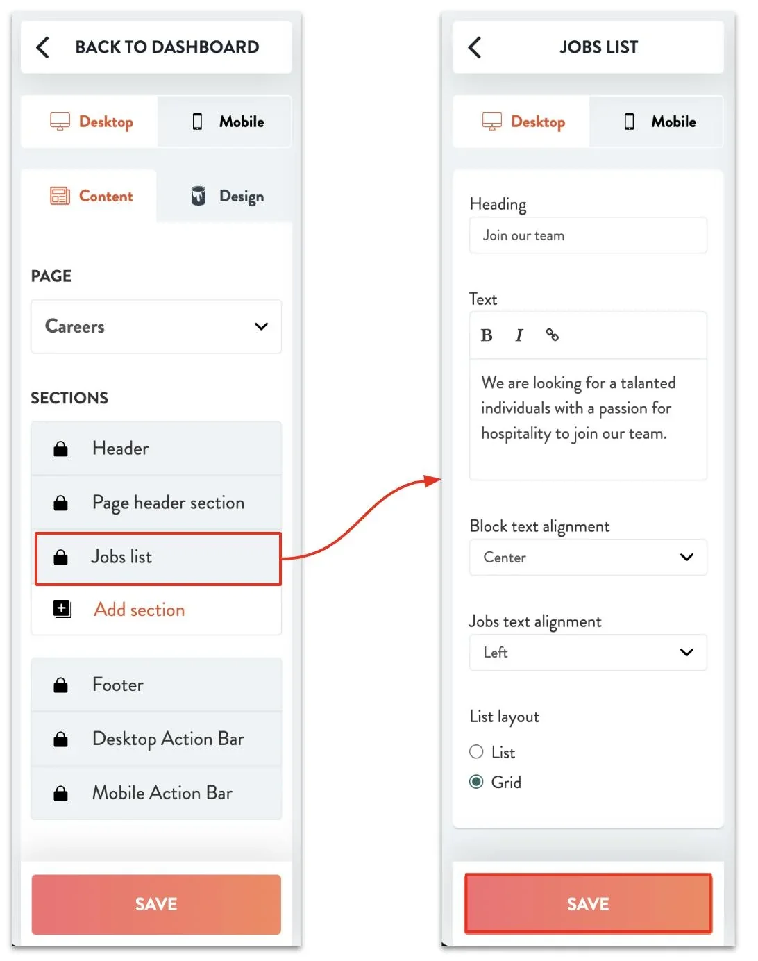edit the jobs page