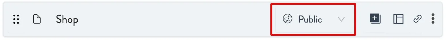 toggle shop page between public, draft, and private