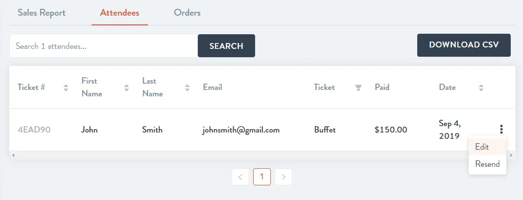 attendees page sample