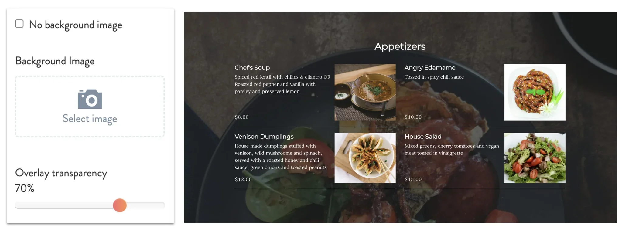 menu background image