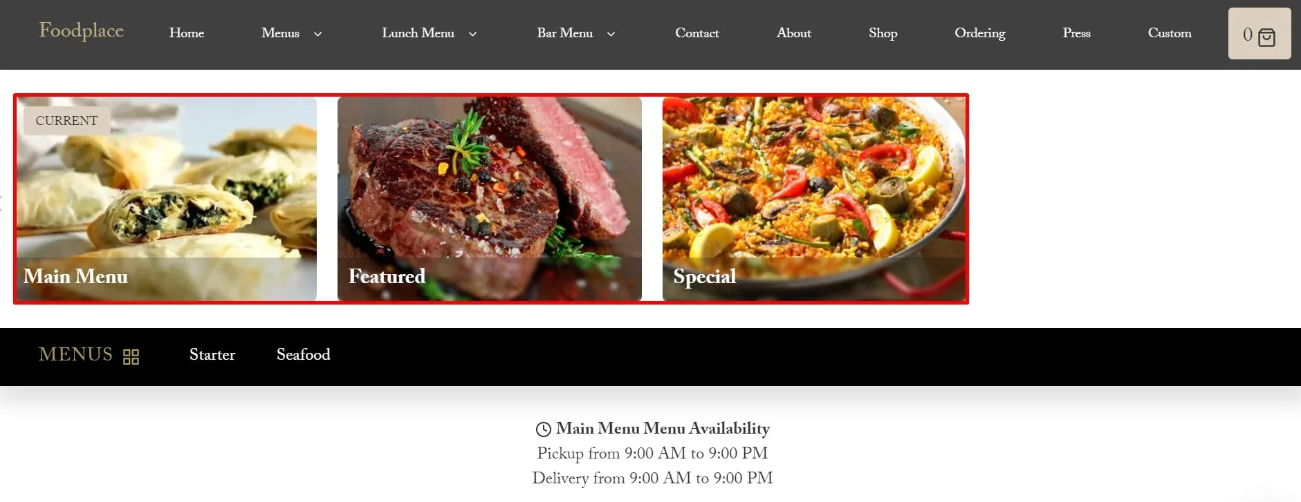 cover image on menus