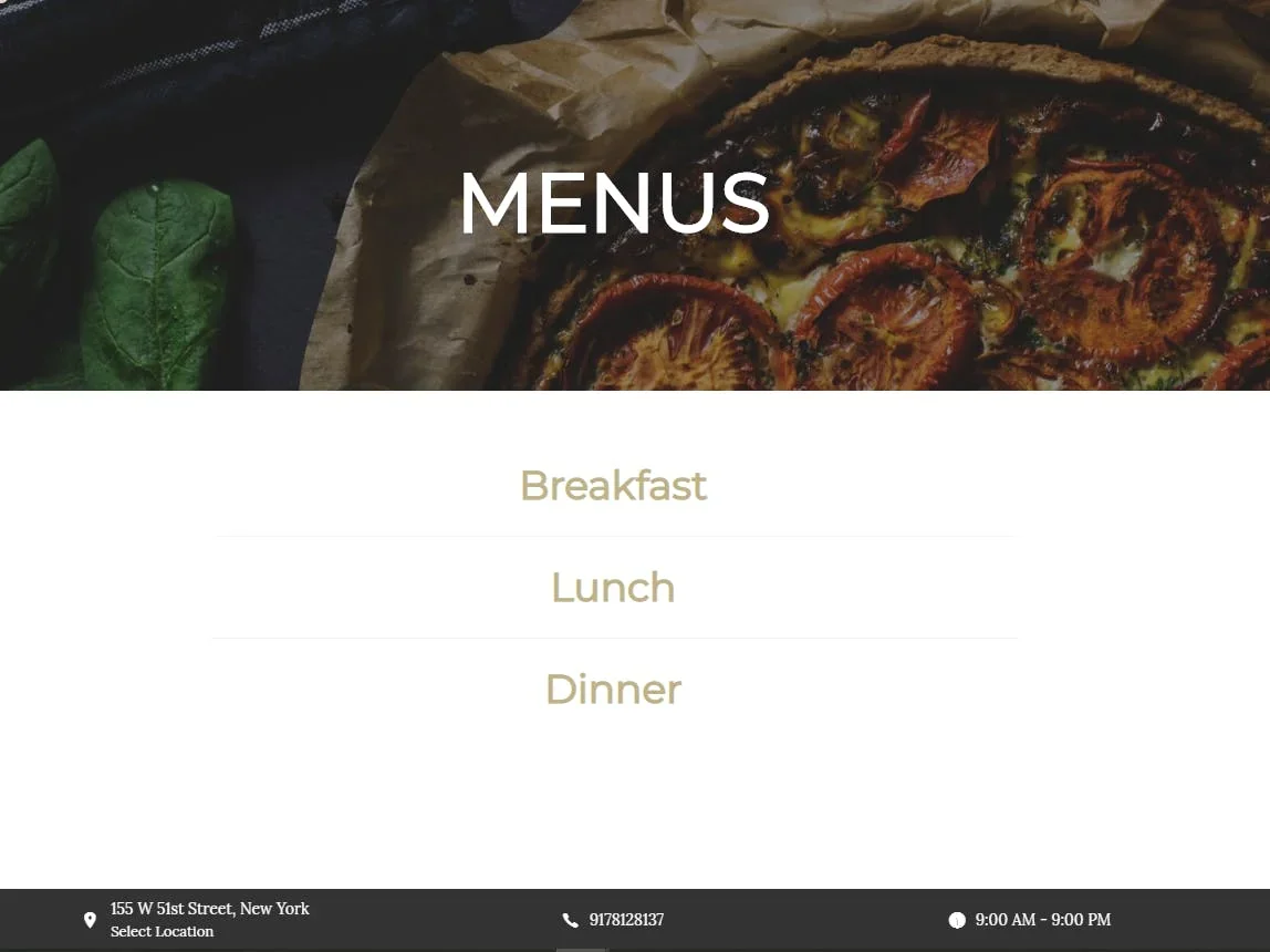 menus on /menus