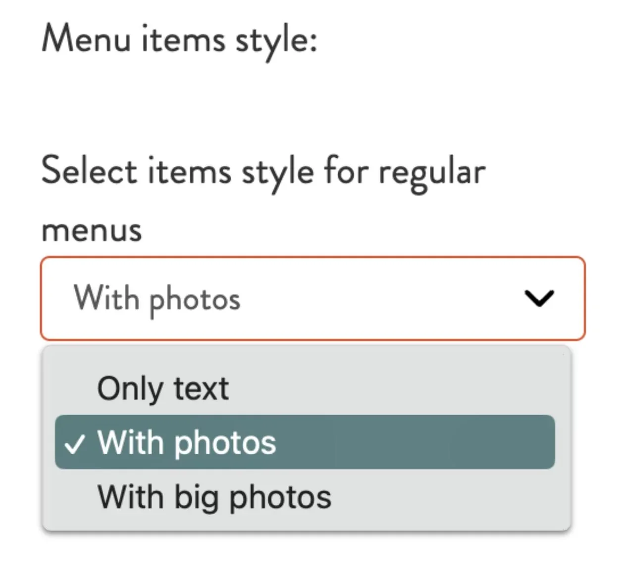 select a menu photos option
