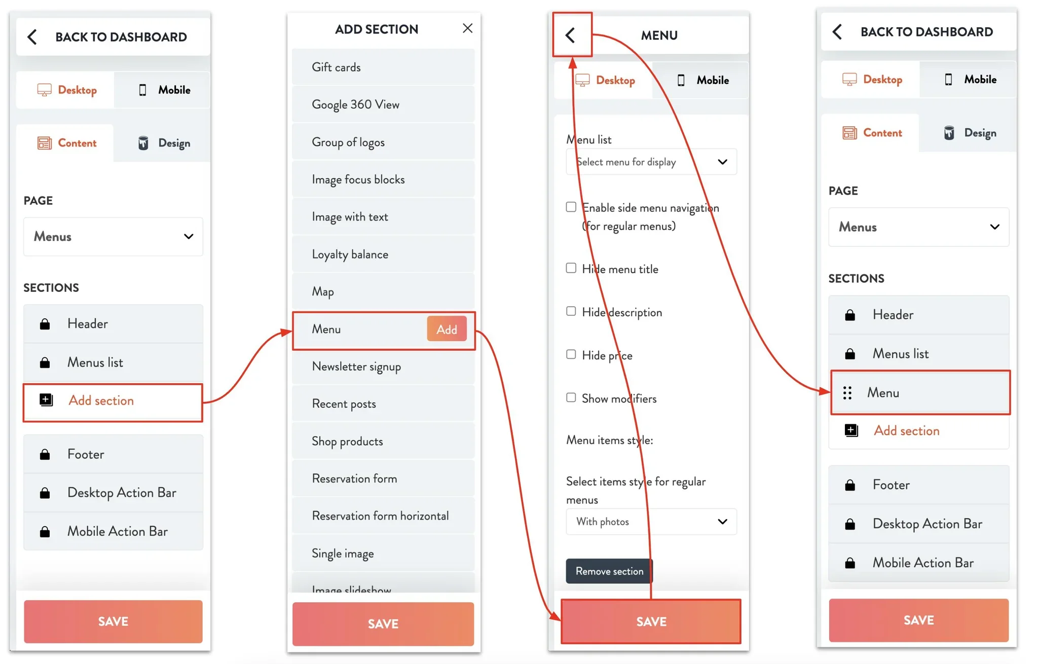adding a menu section to your website