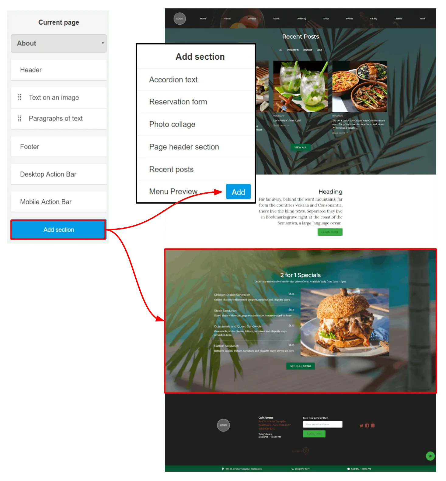 add the menu preview block