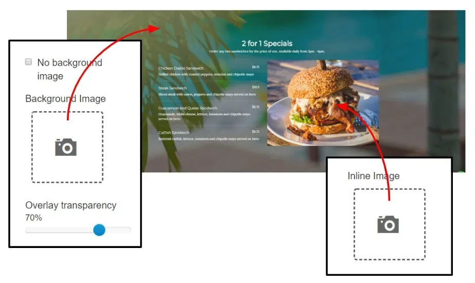 menu preview block with added image