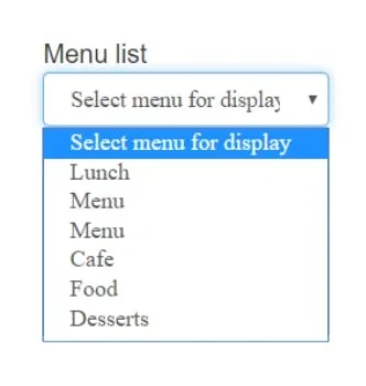 select your menu from the dropdown