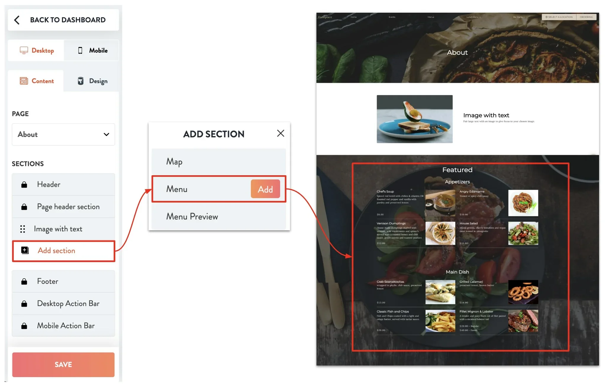 add menu section