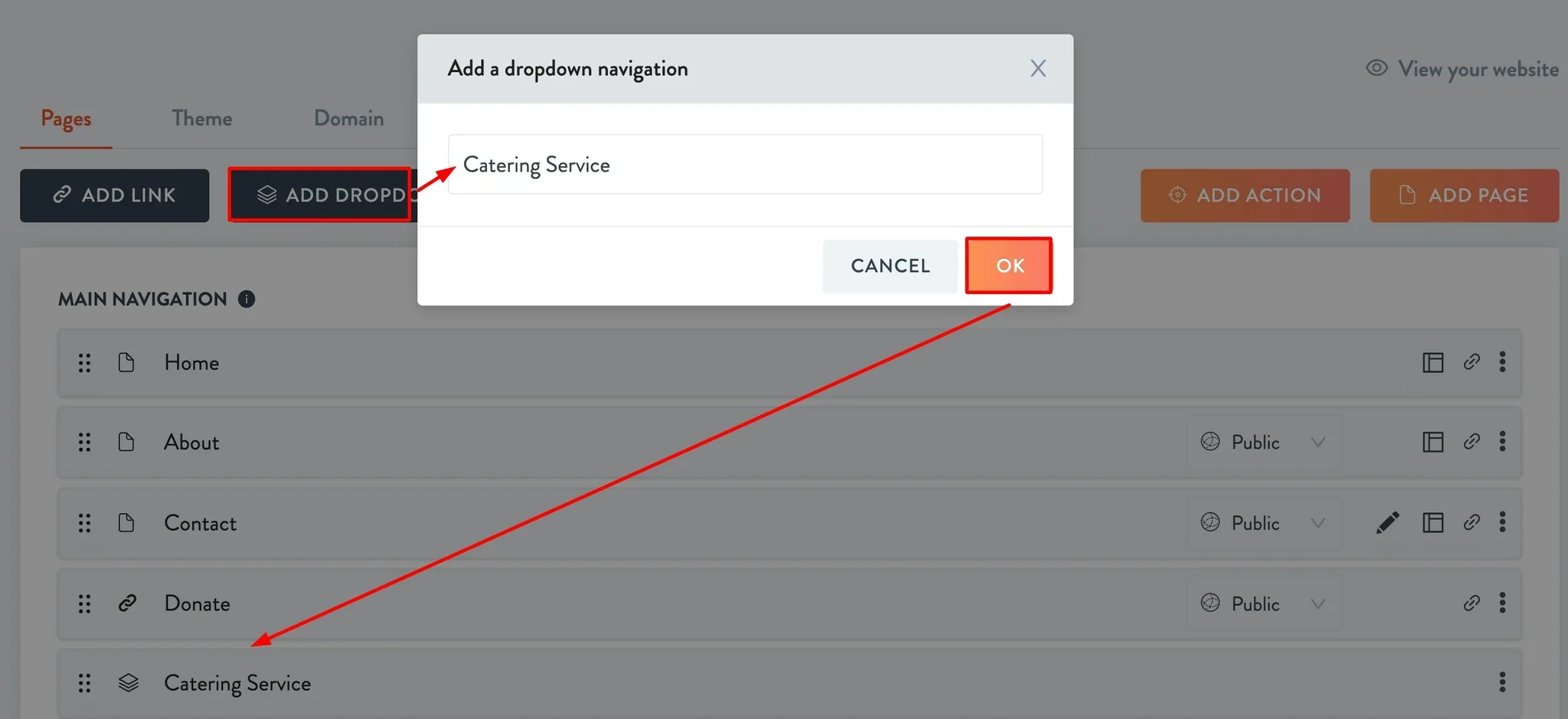 add a dropdown