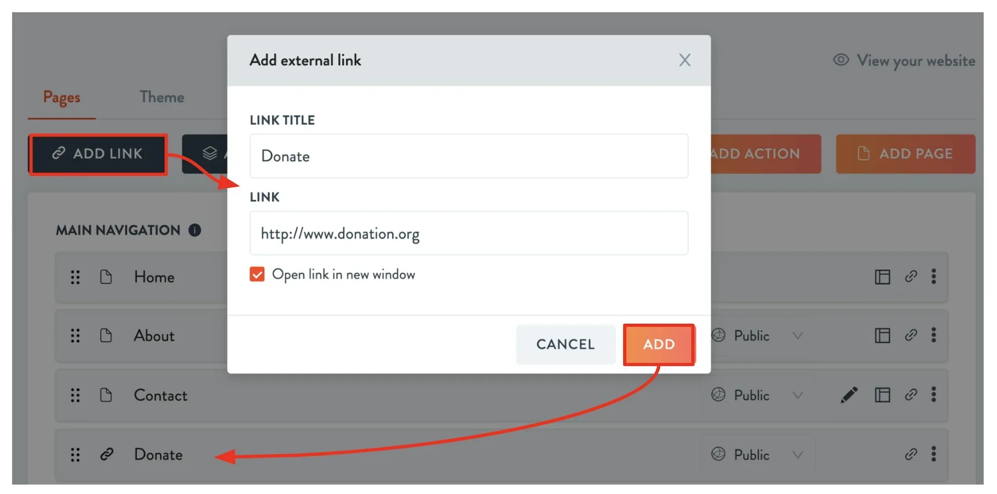 add an external link example