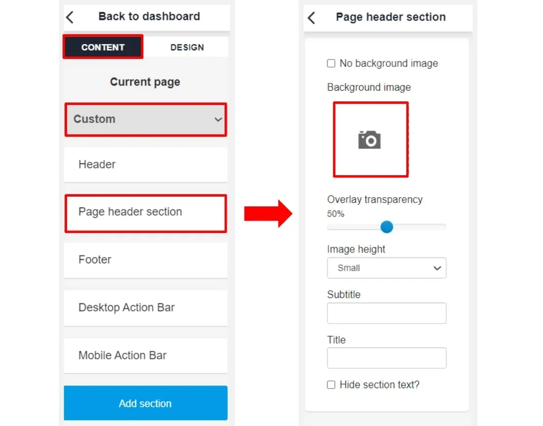 adjust the page header