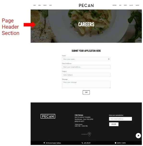 page header section example