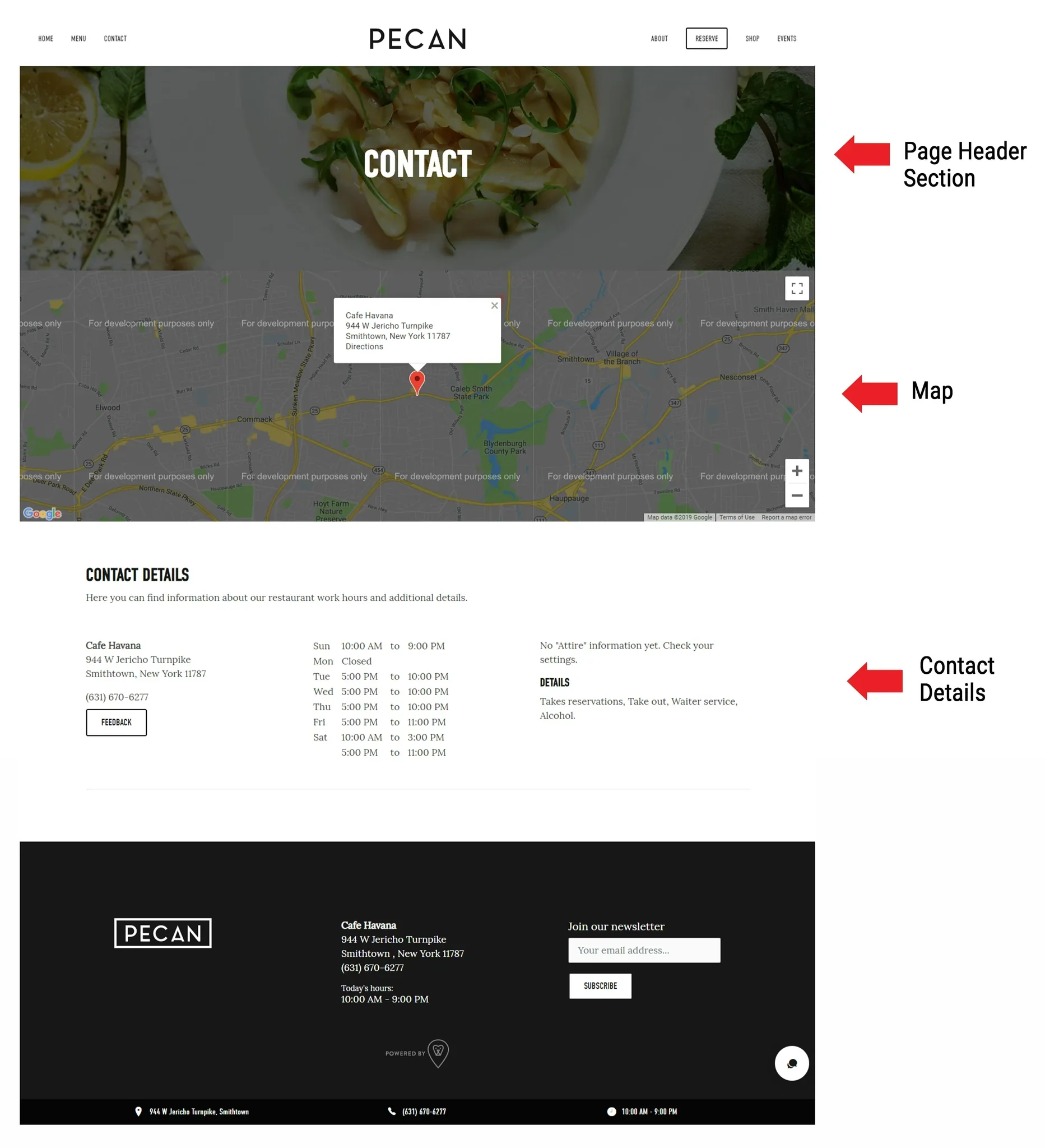 Pecan contact page