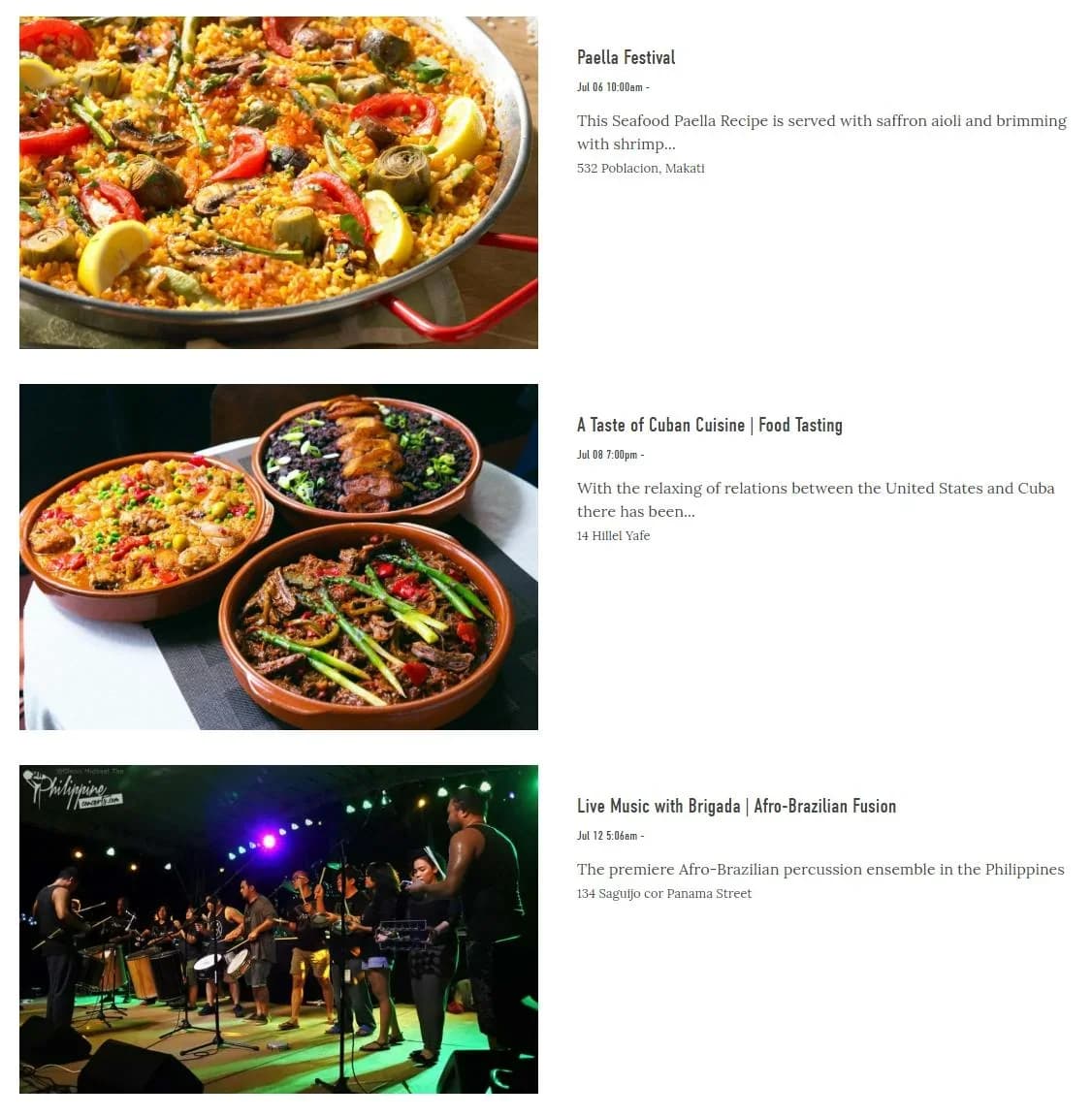 example of event layouts