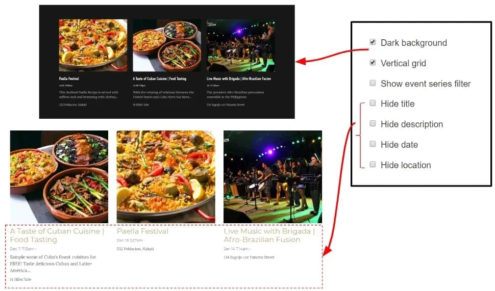 more settings and examples for display