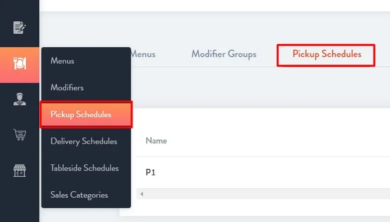 find pickup schedules under the menu tab