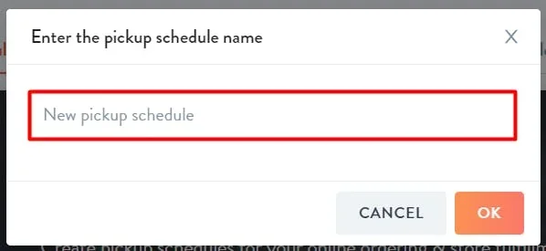 ender pickup schedule name in this box