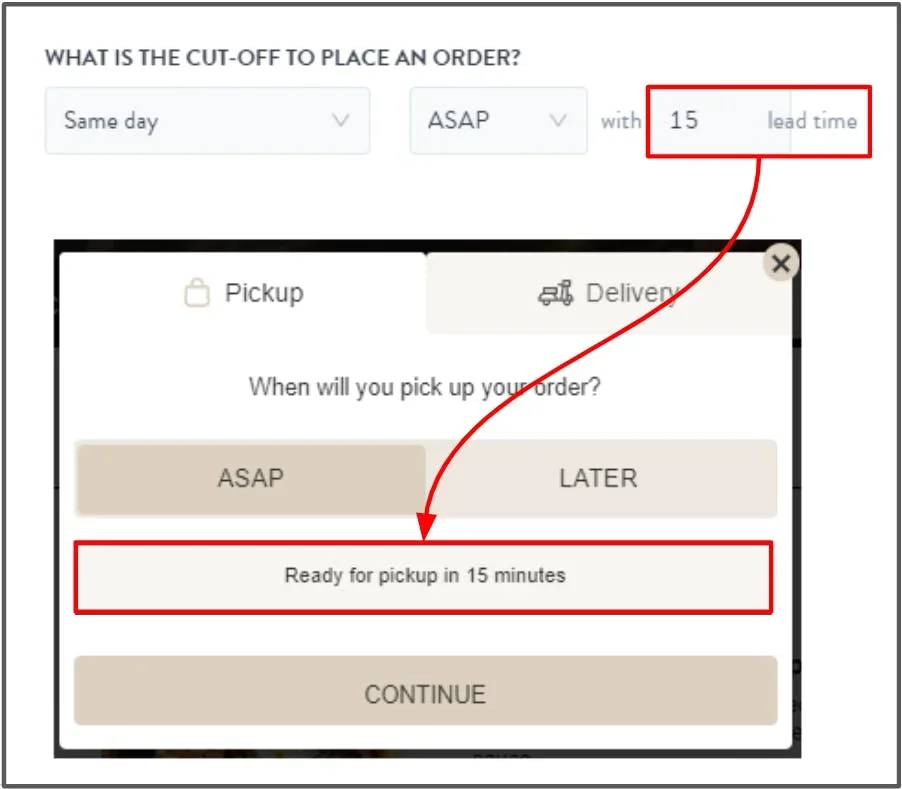 ASAP and lead time, displayed to the customer
