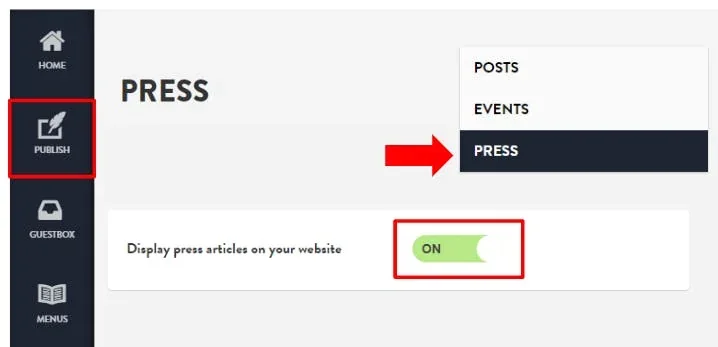 enable press articles toggle location