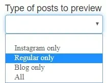 choose to display instagram only, regular only, blog only, or all posts