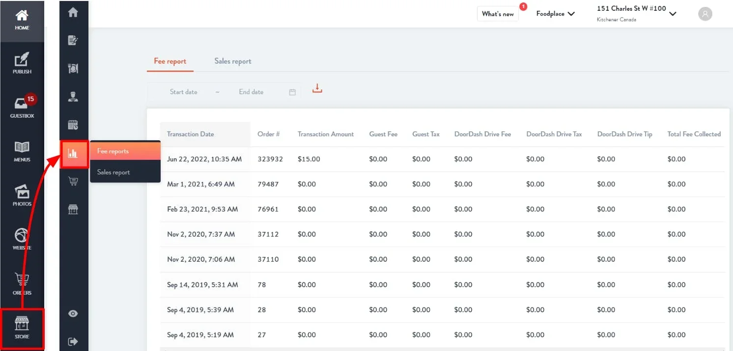 fee reports dashboard example
