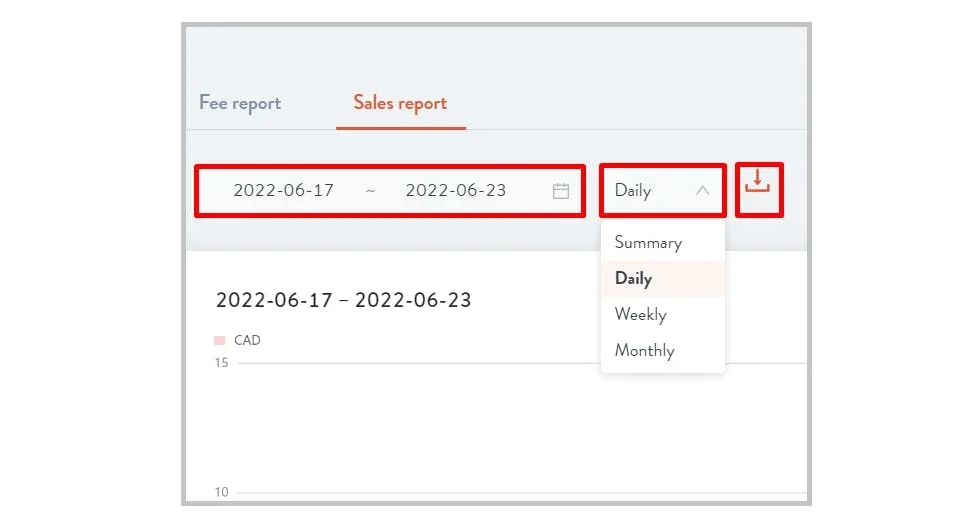 toggle through dates, daily, weekly, and monthly options