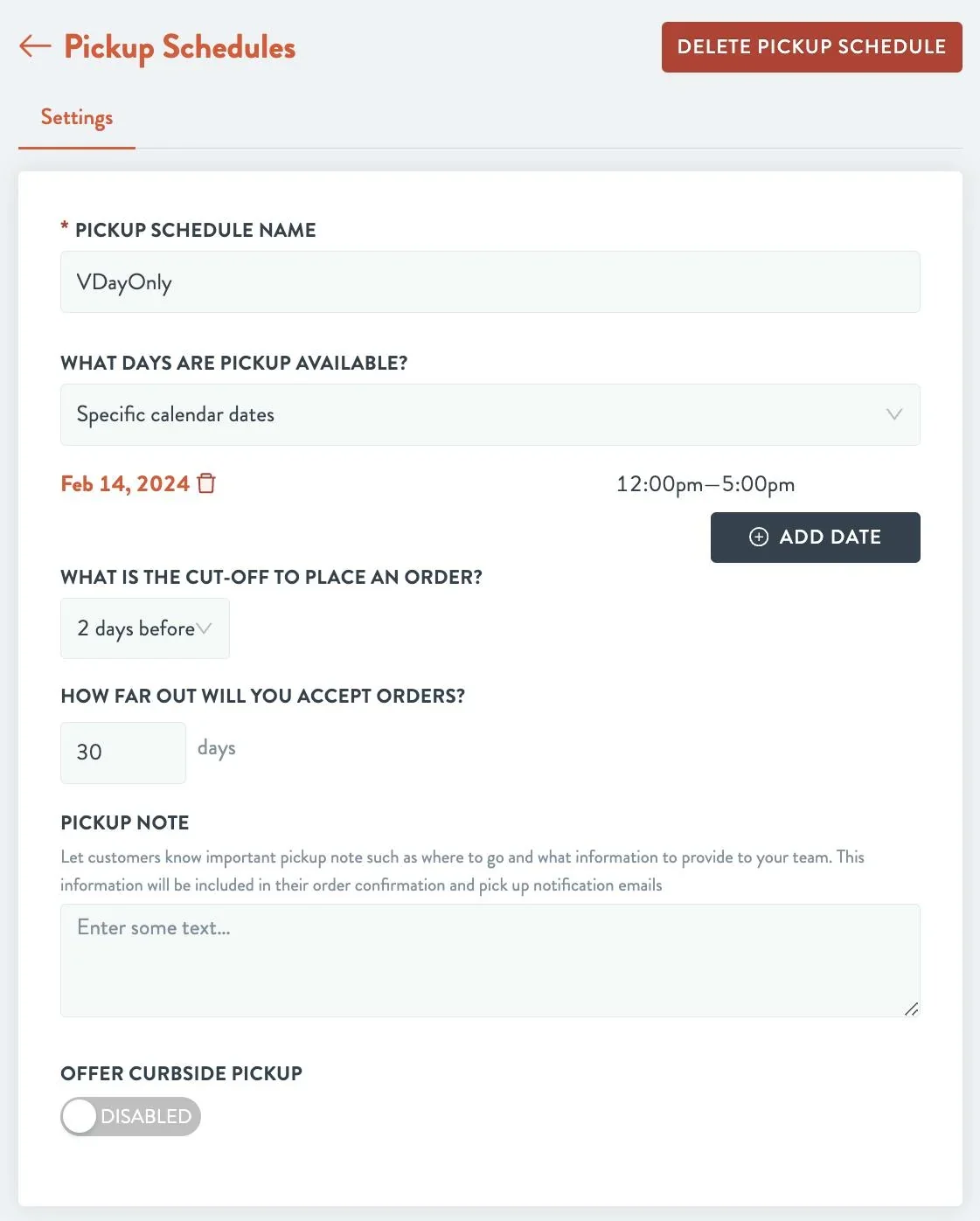 pickup schedules