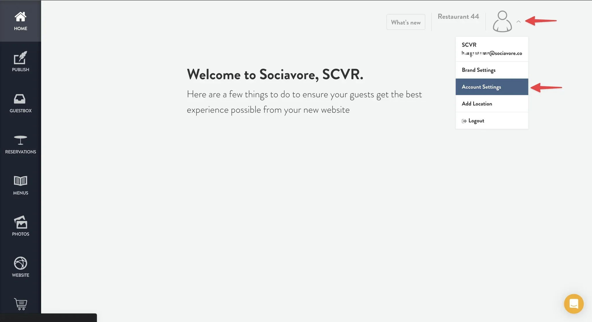 find reservation settings under account settings
