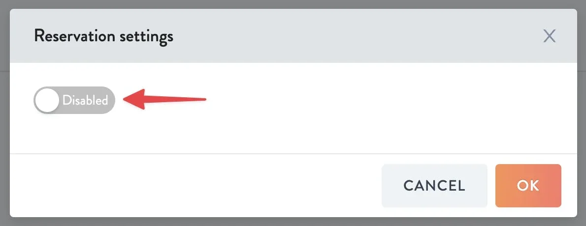 toggle reservation settings ON