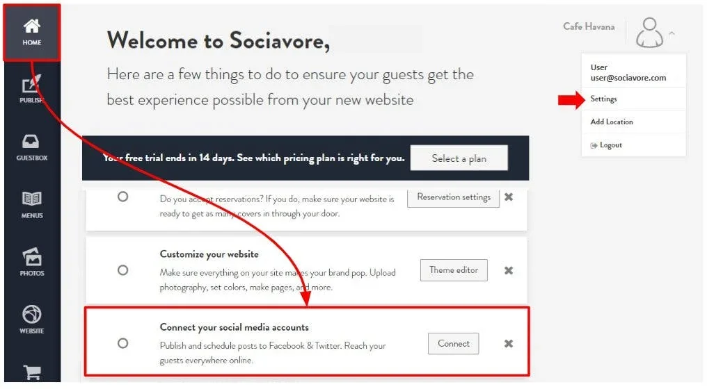open settings