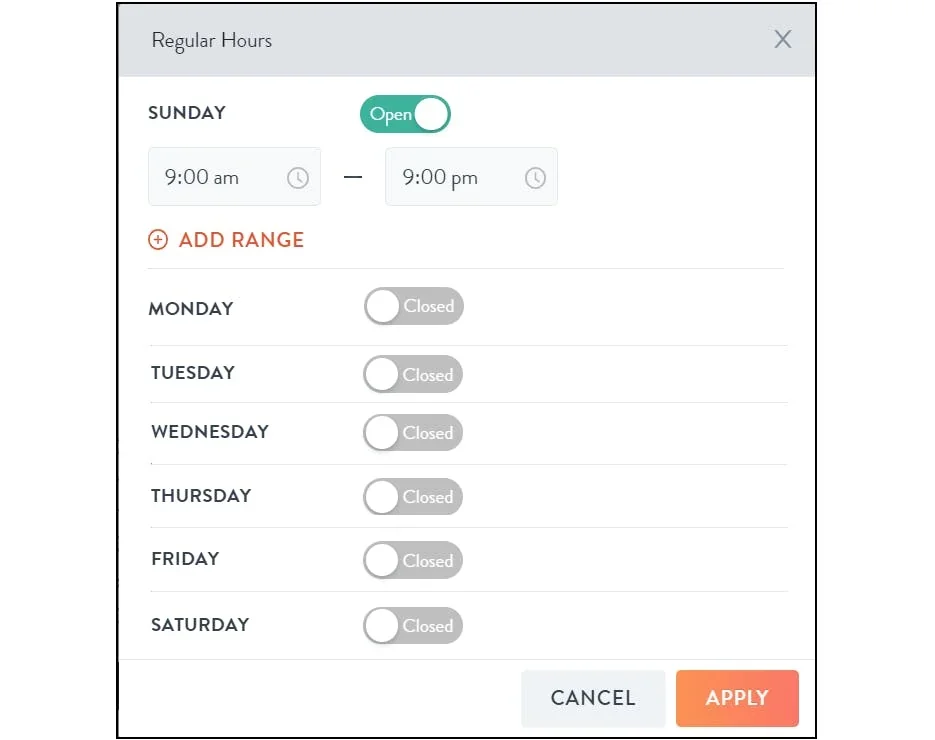 edit your opening hours