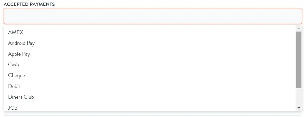 display payment options