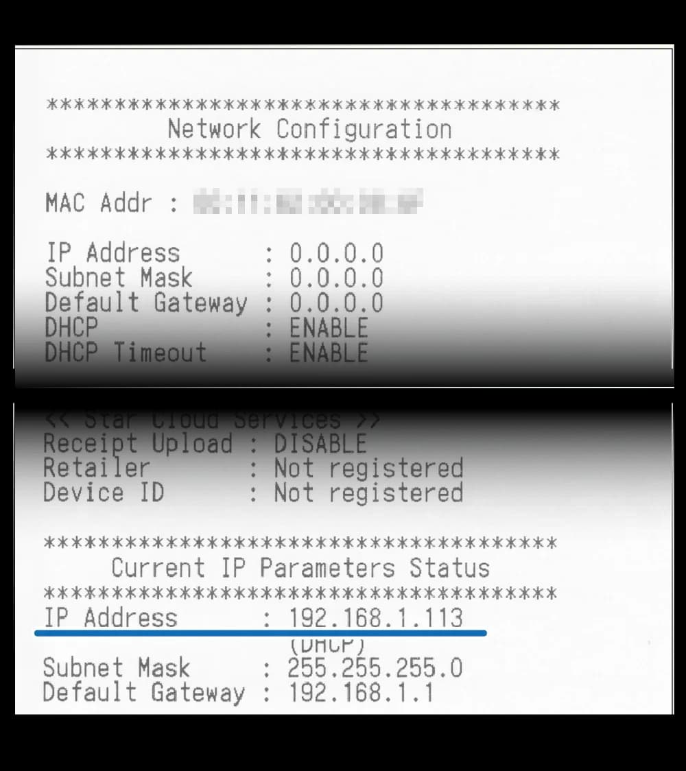 IP Address on a receipt