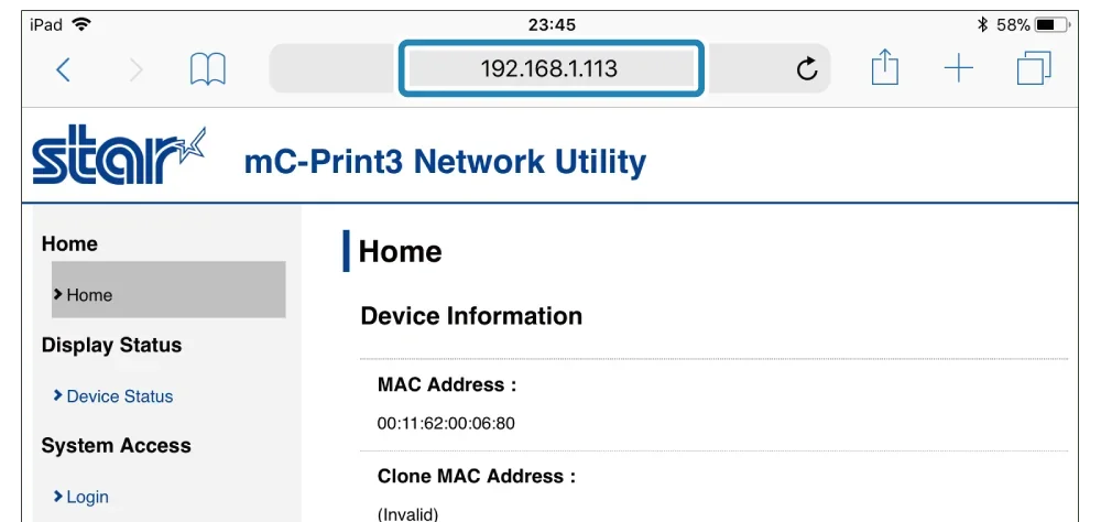 ip address navigation example and resulting webpage