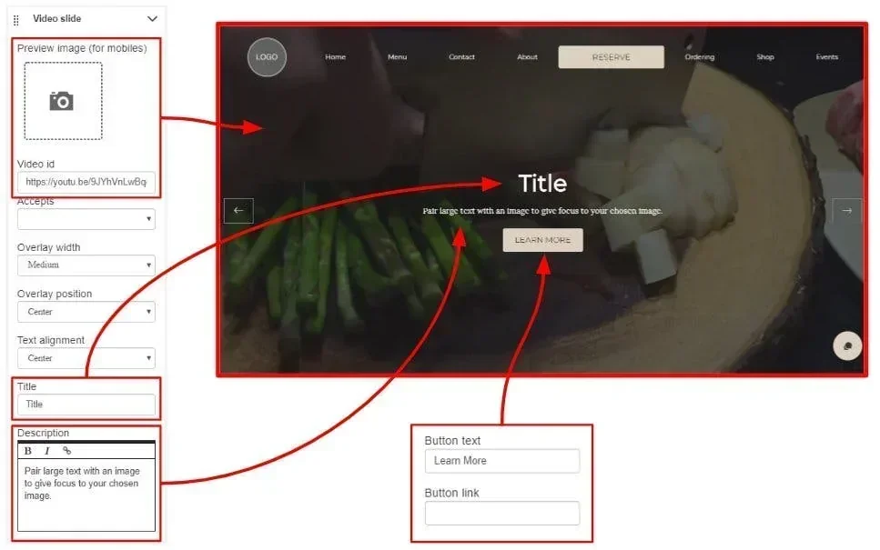 video slide customization options