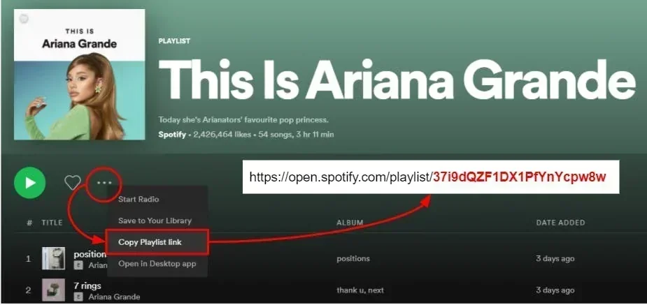 playlist ID location on Spotify