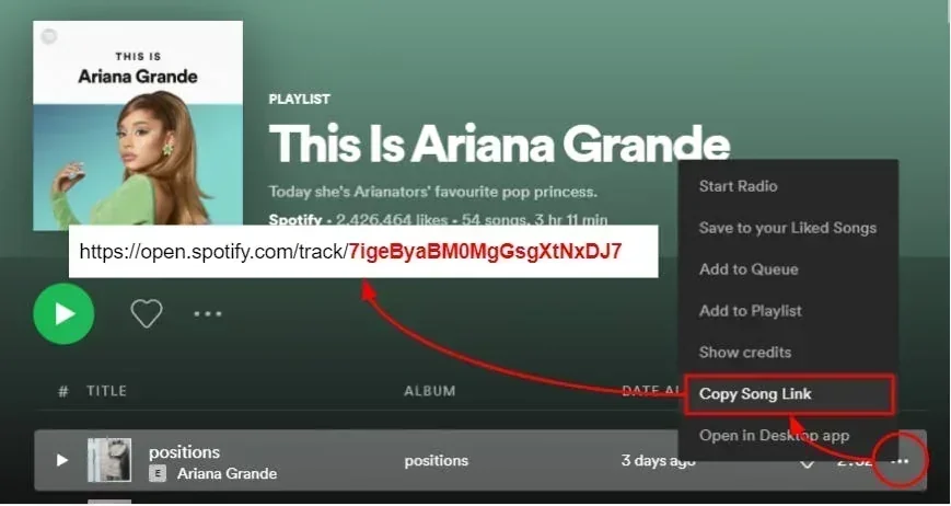 song ID list on Spotify