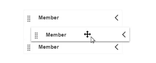 members can be reordered by clicking and dragging