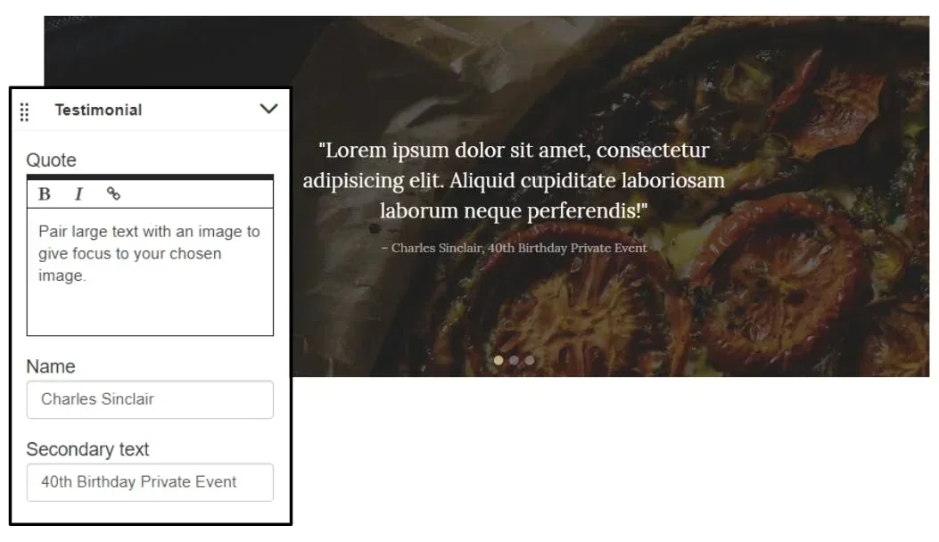 add text content on the left for it to appear on the saved page