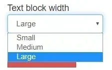 text block width options: small, medium, large