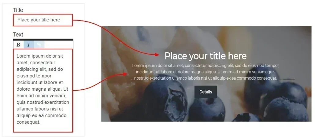 title and text options