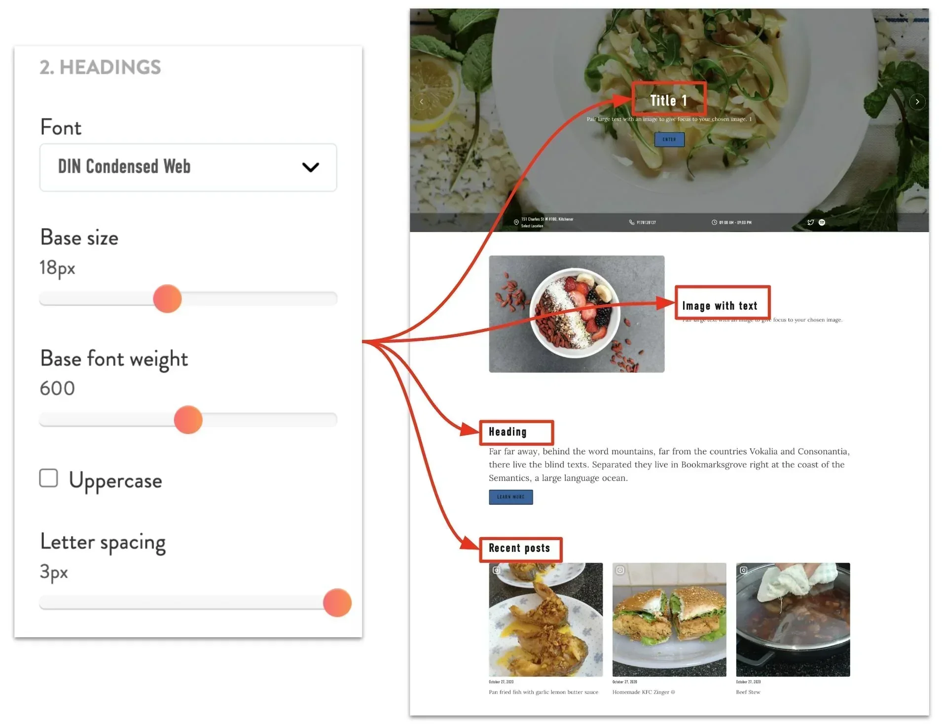heading text settings