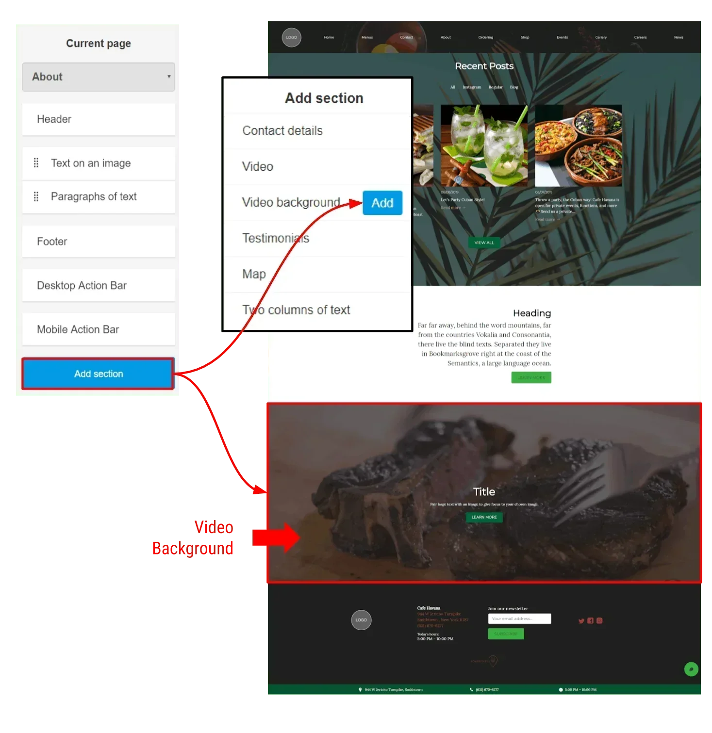 add the video background section