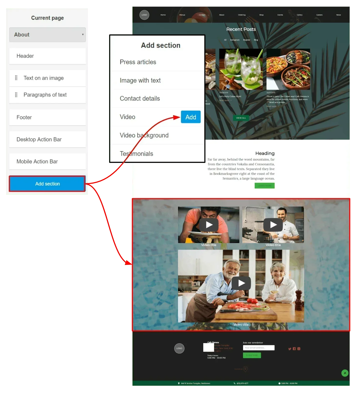 find the add video block on the left hand side of the screen