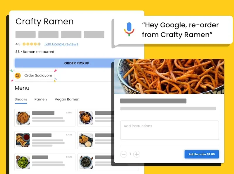 Google Food Ordering Built-in