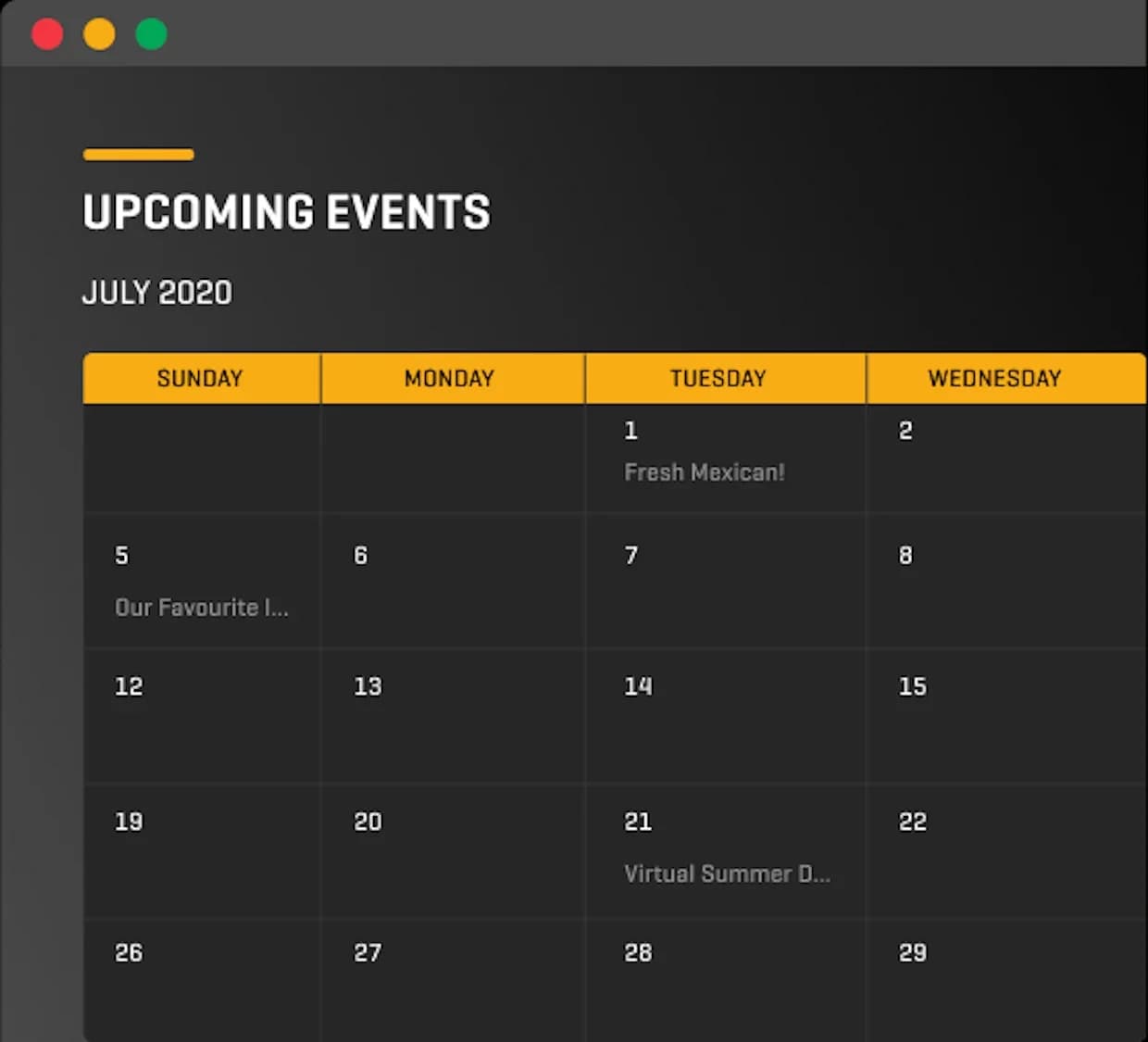 EVENT CALENDAR